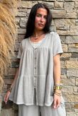 Lina Linen Blend Smock Over Shirt Washed Mocha